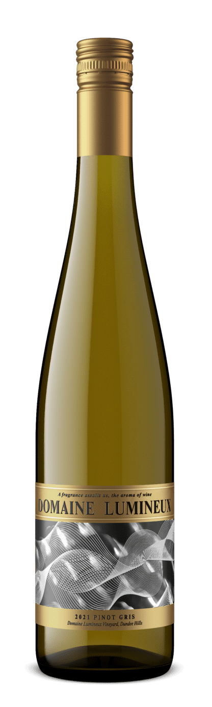 Bottle of Domaine Lumineux 2021 Pinot Gris.