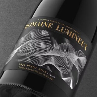 Bottle of Domaine Lumineux wine.