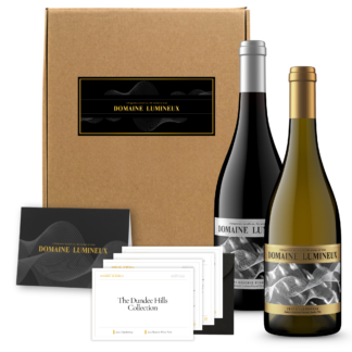Domaine Lumineux Dundee Hills Collection featuring 2022 Chardonnay and 2022 Reserve Pinot Noir in an Oregon wine gift set.